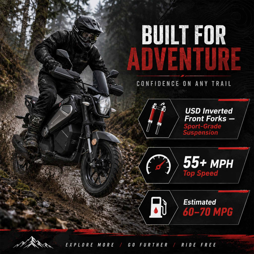 Free Shipping! X-PRO Trail 150 Motorcycle with Automatic Transmission, Electric/Kick Start! 12"/10" Aluminum Wheels! LED Lights!