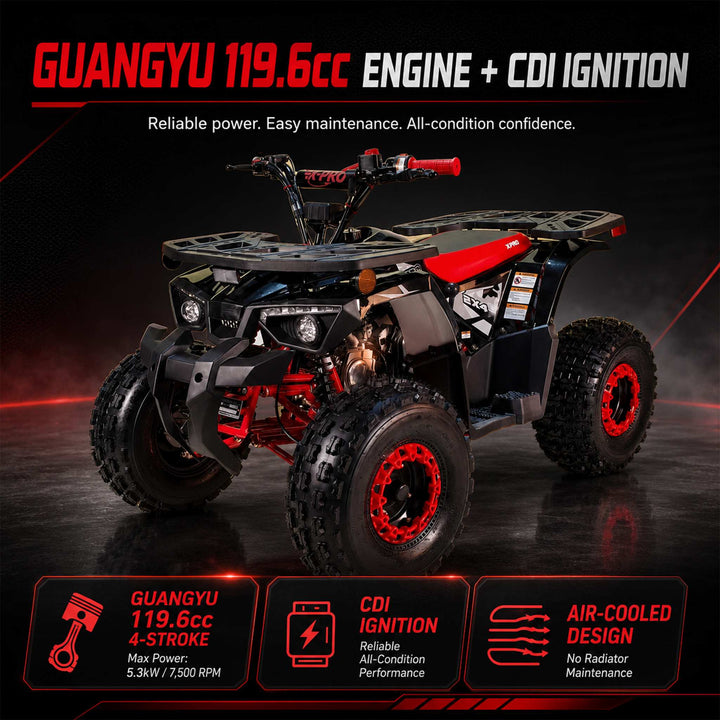Free Shipping! X-PRO Orca 125cc ATV with Automatic Transmission w/Reverse, LED Headlights, Electric Start, Big 19"/18" Tires!