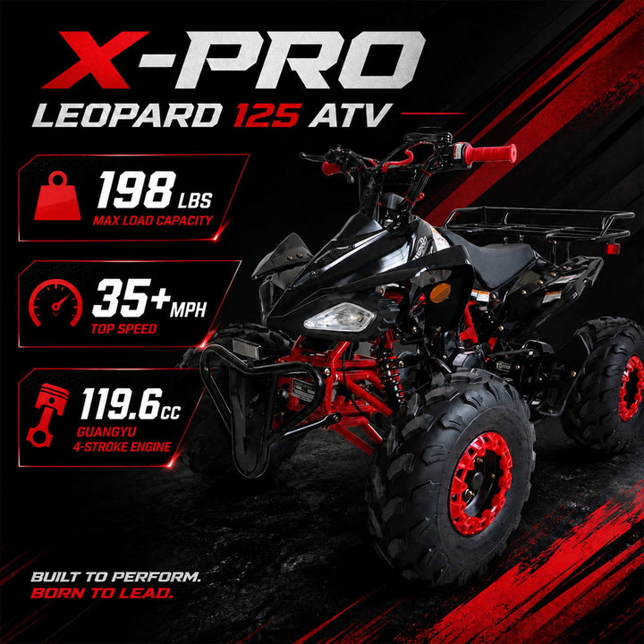 Free Shipping! X-PRO Leopard 125cc ATV with Automatic Transmission w/Reverse, Remote Control! Big 19in/18inTires!
