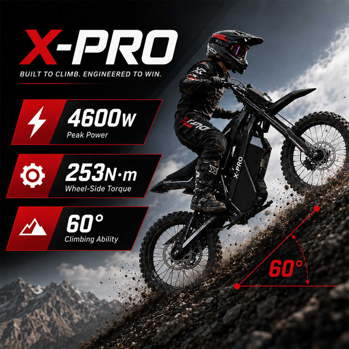 Free Shipping! X-PRO Drax X 4600W Electric Dirt Bike for Adults &amp; Teens - Powerful Brushless Motor,19"/17" Off-Road Tires, Dual Braking &amp;Suspension,LED Headlight,Heavy Duty Electric Dirt Bike for All Terrain