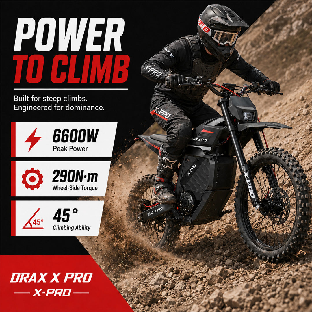 Free Shipping! X-PRO DRAX X PRO 6600W 72V/30AH Teens Adults Electric Dirt Bike with Front LED Light! 19"/17" Wheels!