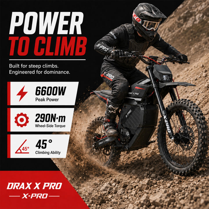 Free Shipping! X-PRO DRAX X PRO 6600W 72V/30AH Teens Adults Electric Dirt Bike with Front LED Light! 19"/17" Wheels!