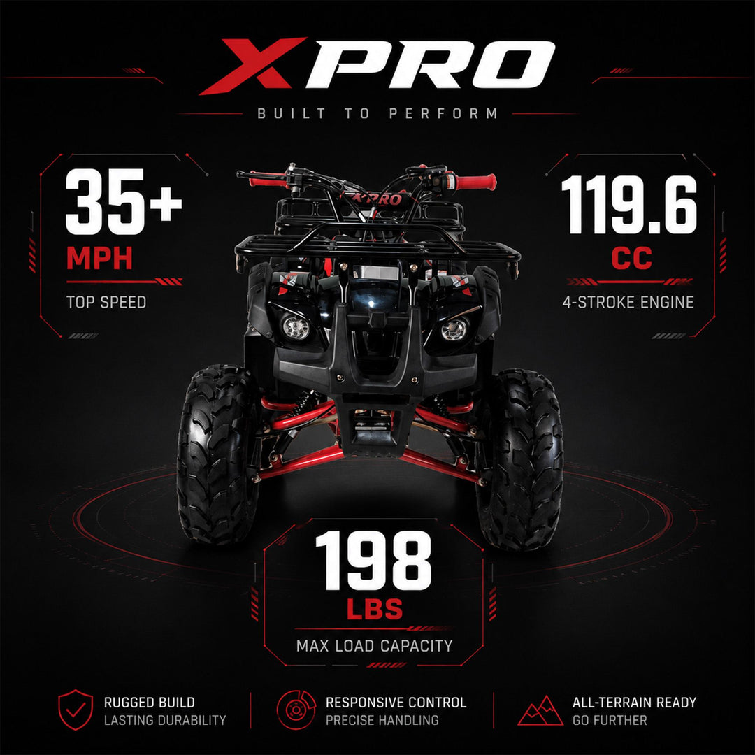 Free shipping! X-PRO Hawk 125cc ATV with Automatic Transmission w/Reverse,  LED Headlights, Remote Control! Big 19in/18inTires!