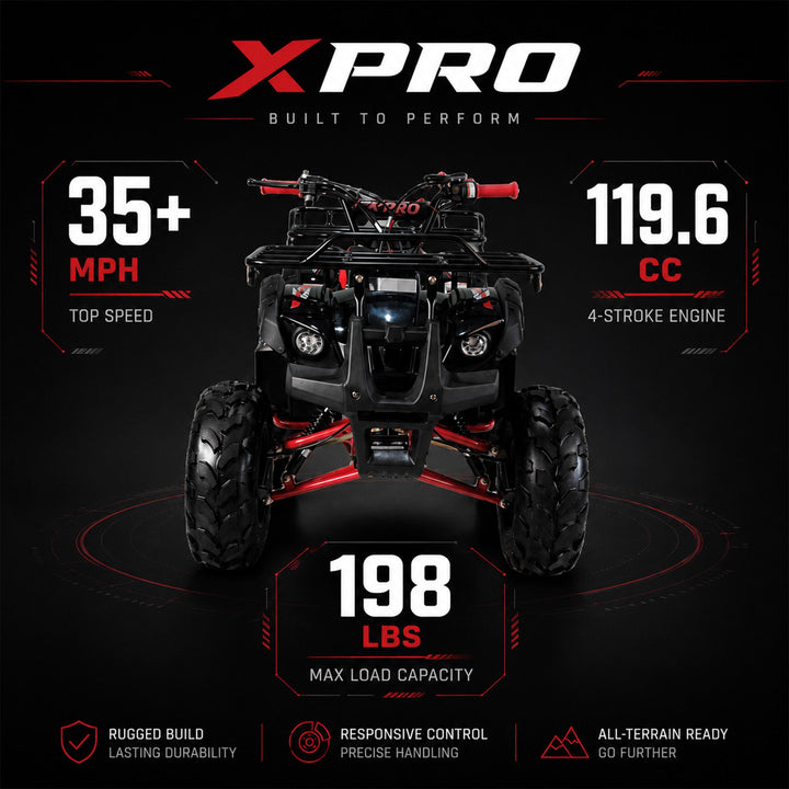 Free shipping! X-PRO Hawk 125cc ATV with Automatic Transmission w/Reverse,  LED Headlights, Remote Control! Big 19in/18inTires!