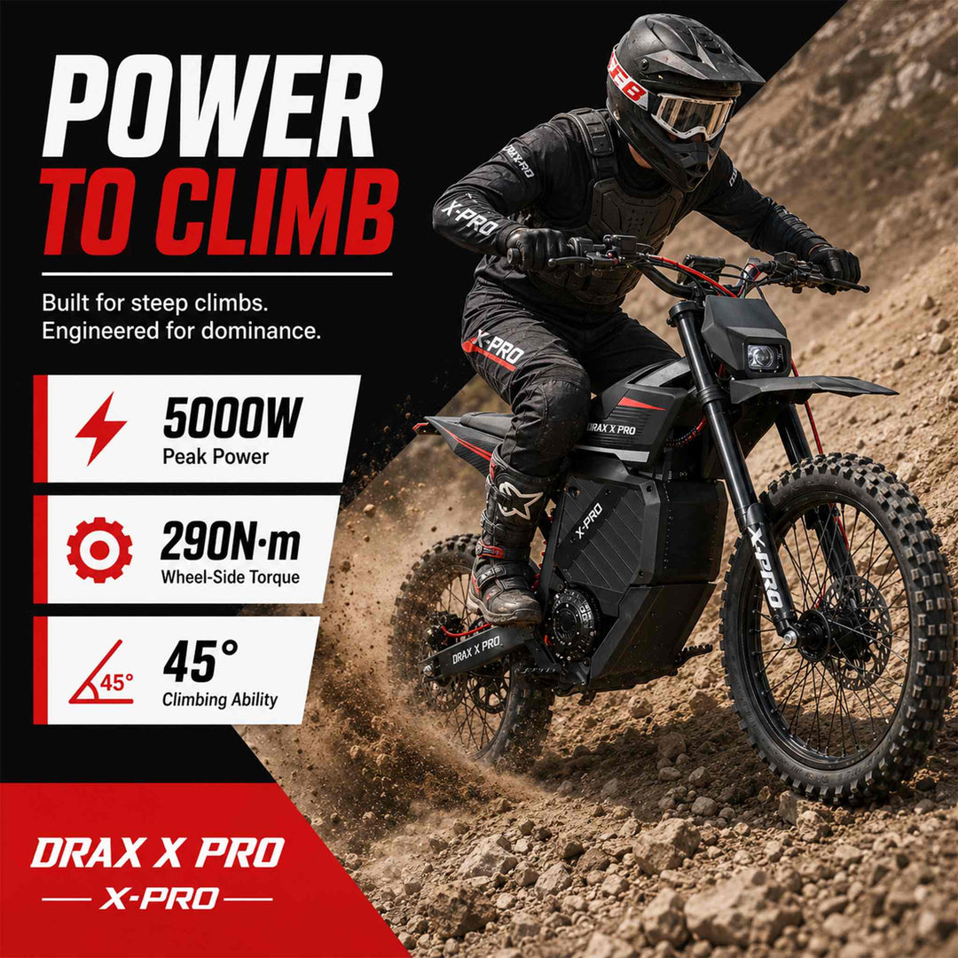 Free Shipping! X-PRO DRAX X PRO 6600W 72V/30AH Teens Adults Electric Dirt Bike with Front LED Light! 19"/17" Wheels!