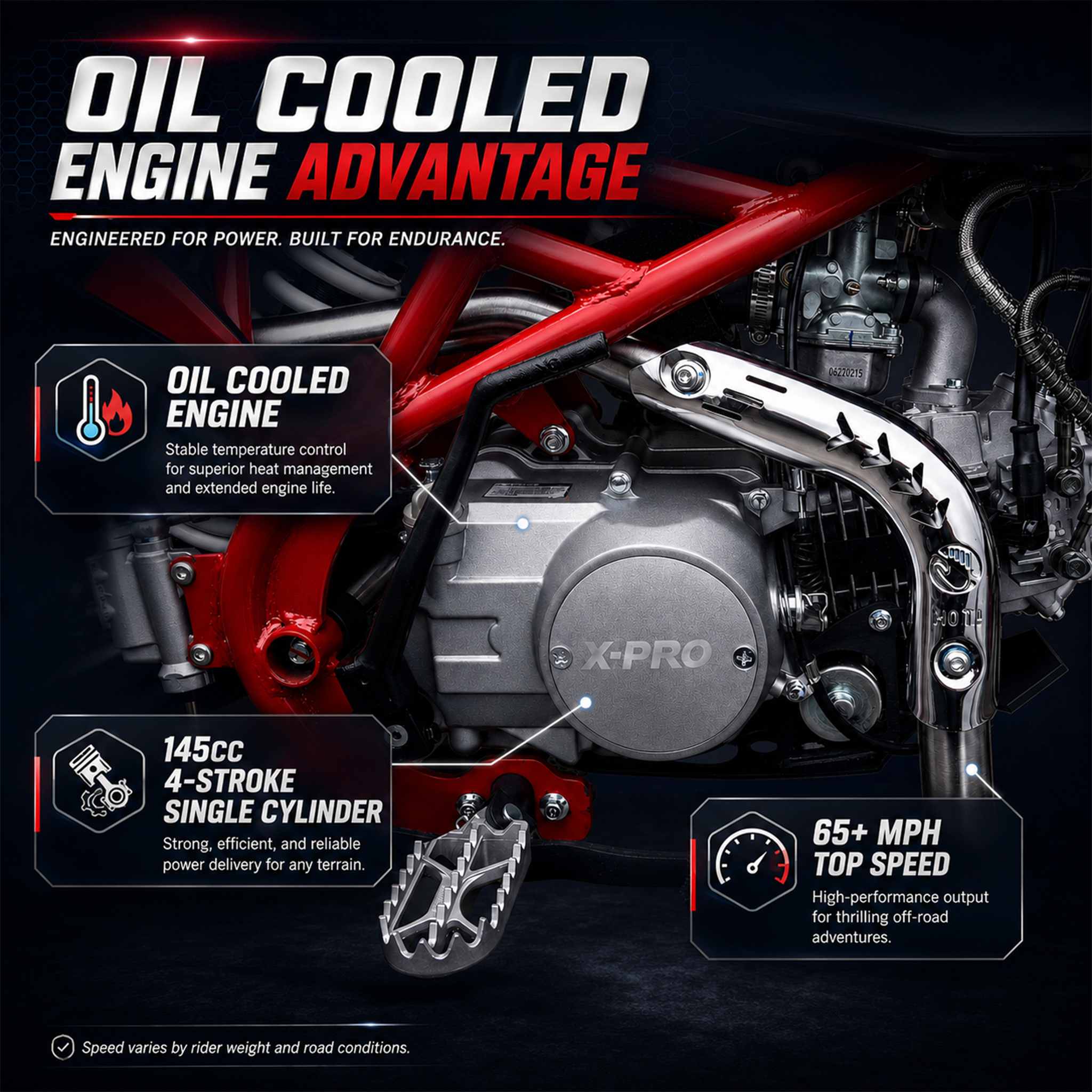 Free Shipping! X-PRO Storm DLX 150 Oil Cooled 145cc Dirt Bike