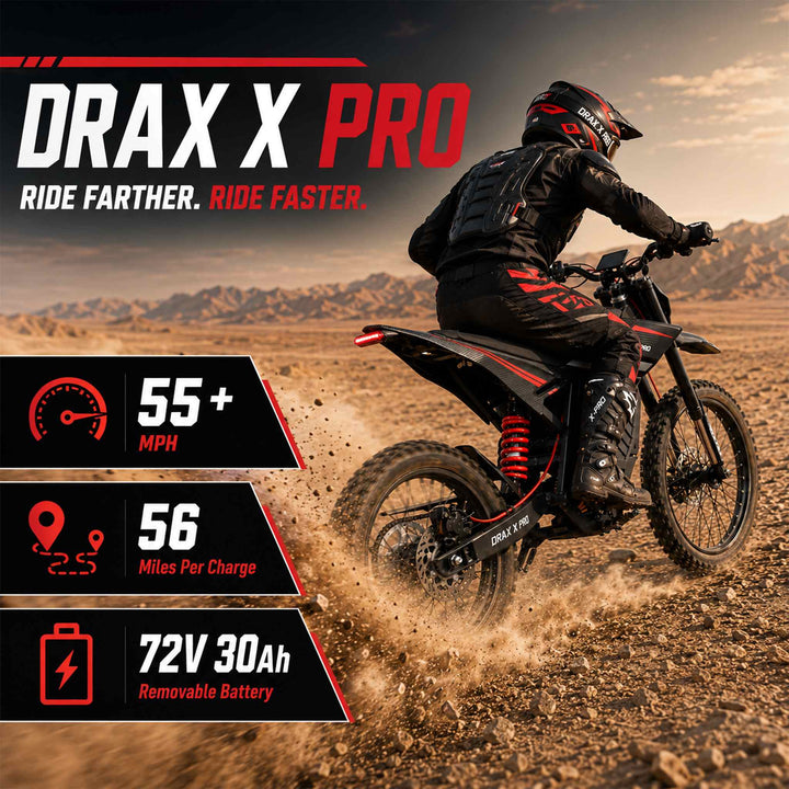 Free Shipping! X-PRO DRAX X PRO 6600W 72V/30AH Teens Adults Electric Dirt Bike with Front LED Light! 19"/17" Wheels!
