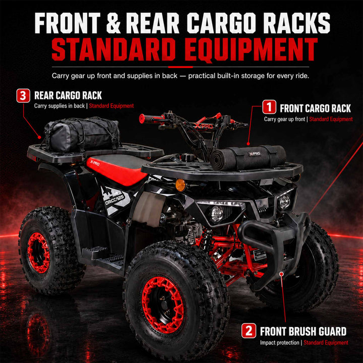Free Shipping! X-PRO Orca 125cc ATV with Automatic Transmission w/Reverse, LED Headlights, Electric Start, Big 19"/18" Tires!