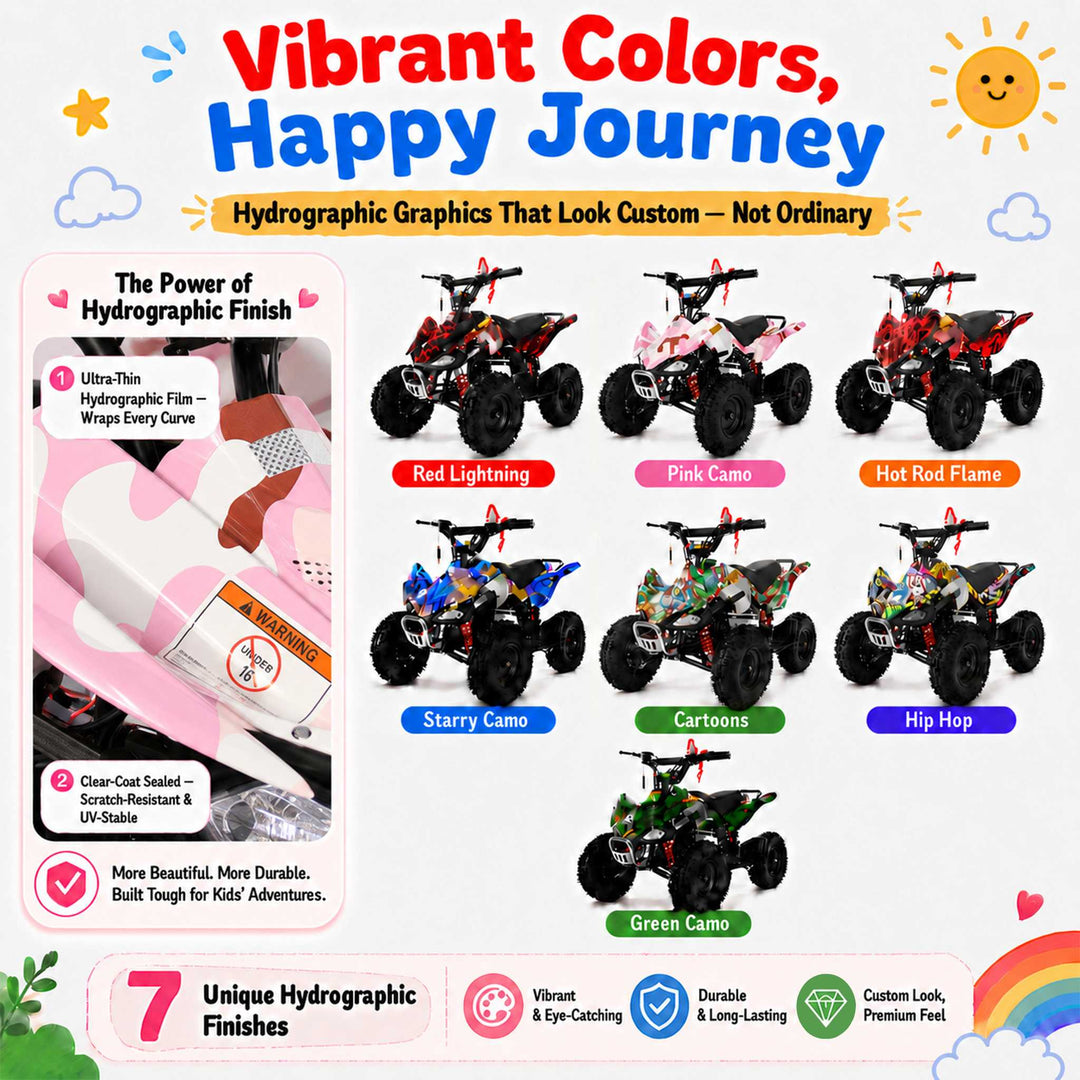 Free Shipping! X-PRO Thunder 40cc ATV with Chain Transmission, Pull start! Disc Brake! 6in Tires!