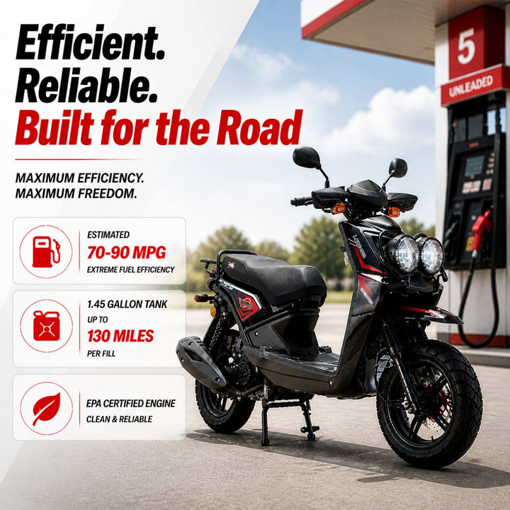 Free Shipping! X-PRO Lanai 150cc Moped Scooter with 12" Aluminum Wheels, Electric/Kick Start, Dual Headlights and Tail Lights!