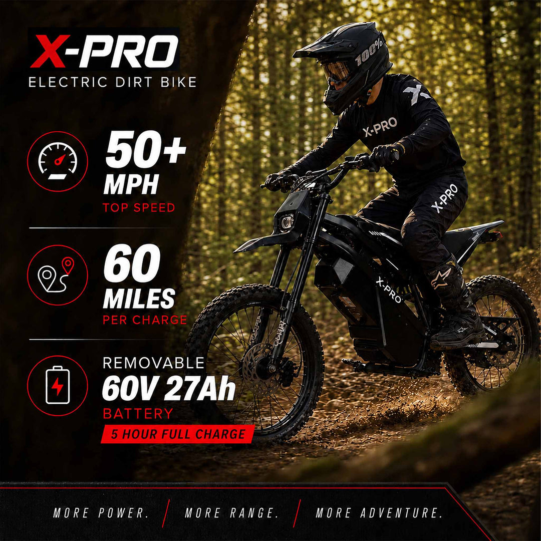 Free Shipping! X-PRO Drax X 4600W Electric Dirt Bike for Adults &amp; Teens - Powerful Brushless Motor,19"/17" Off-Road Tires, Dual Braking &amp;Suspension,LED Headlight,Heavy Duty Electric Dirt Bike for All Terrain
