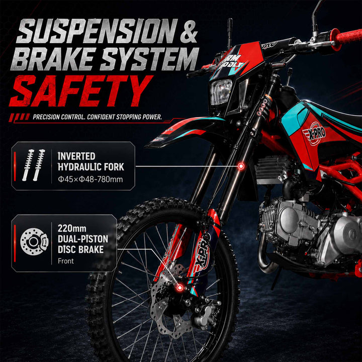 Free Shipping! X-PRO Storm DLX 150 Dirt Bike with All Lights, 4-Speed Manual Transmission, Electric/Kick Start, Big 19in/16in Tires!