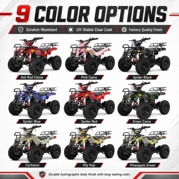 Free Shipping! X-PRO SCOUT 40cc ATV with Chain Transmission, Pull start! Disc Brake! 6in Tires!