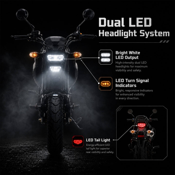 Free shipping! X-PRO 125cc Vader Motorcycle with Manual Transmission, Electric Start! Dual Headlights! Big 12in Wheels!