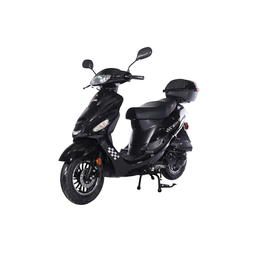 Free Shipping! X-PRO Milos 50cc Moped Scooter with 10in Aluminum Wheels, Rear Trunk, Electric/Kick Start! Large LED Headlight!