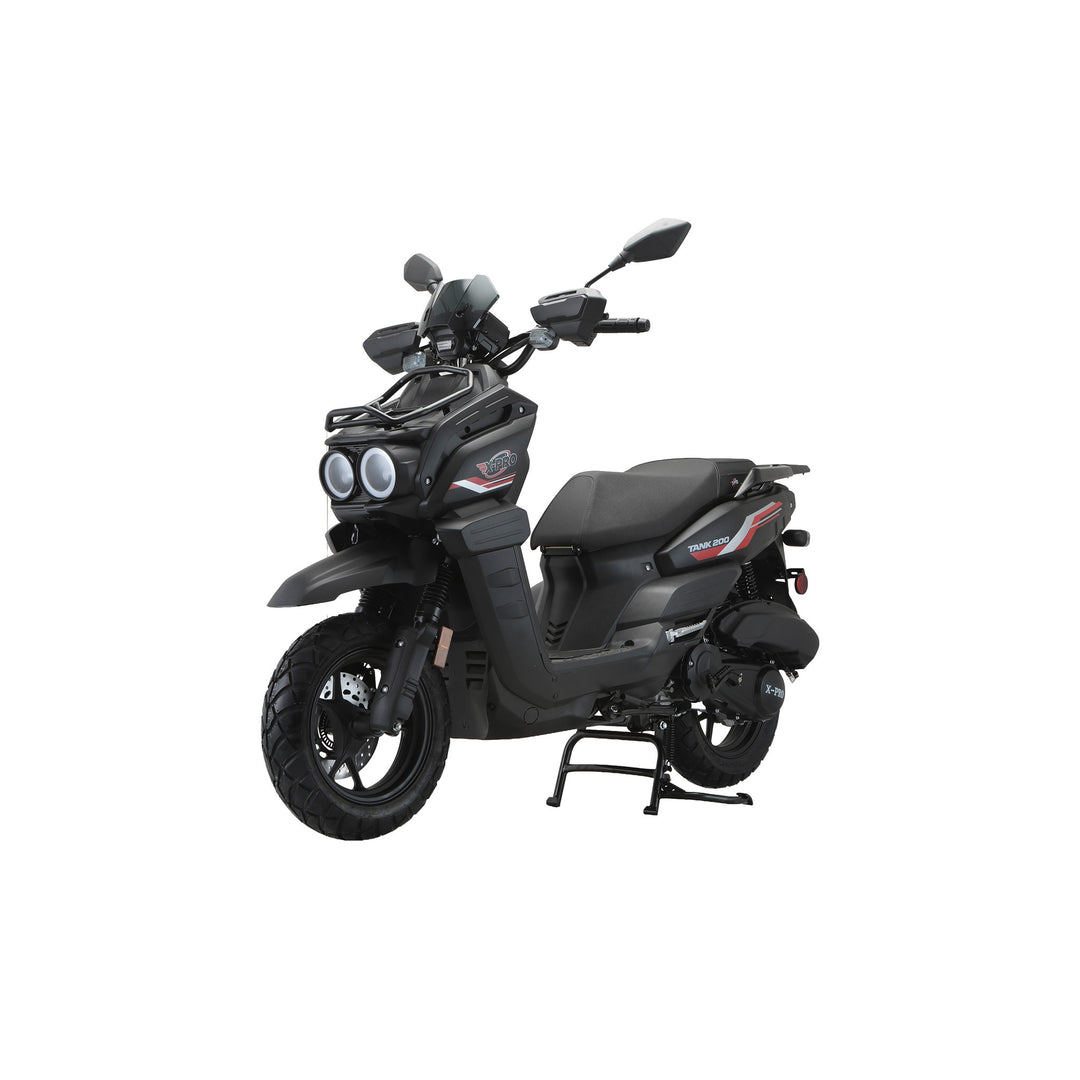 Free Shipping! X-PRO Tank 200 Moped Scooter with 12" Aluminum Wheels! Electric/Kick Start, LED Lights!