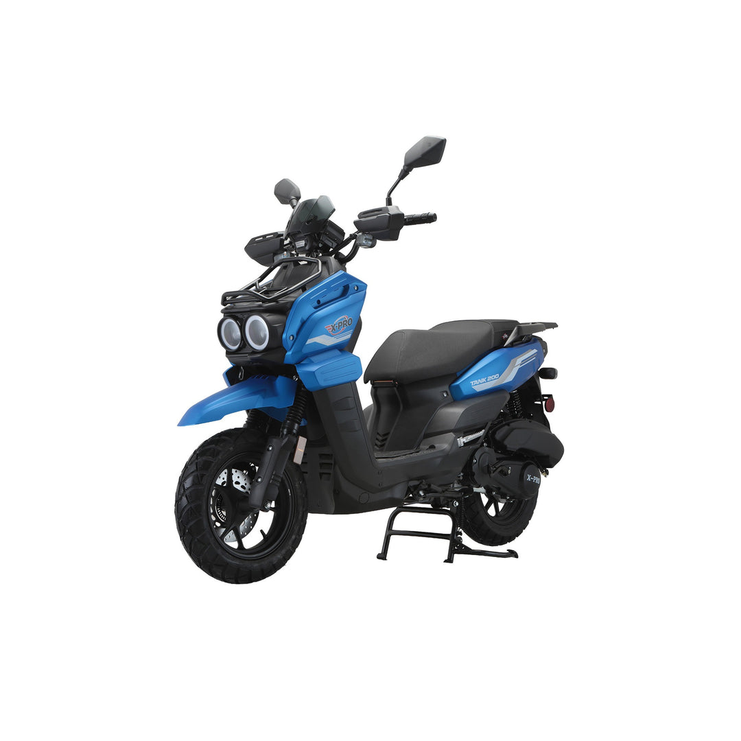 Free Shipping! X-PRO Tank 200 Moped Scooter with 12" Aluminum Wheels! Electric/Kick Start, LED Lights!