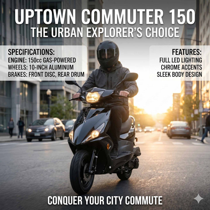 Free Shipping! X-PRO Bali 150cc Moped Scooter with 10" Wheels! Electric Start, Large Headlights!