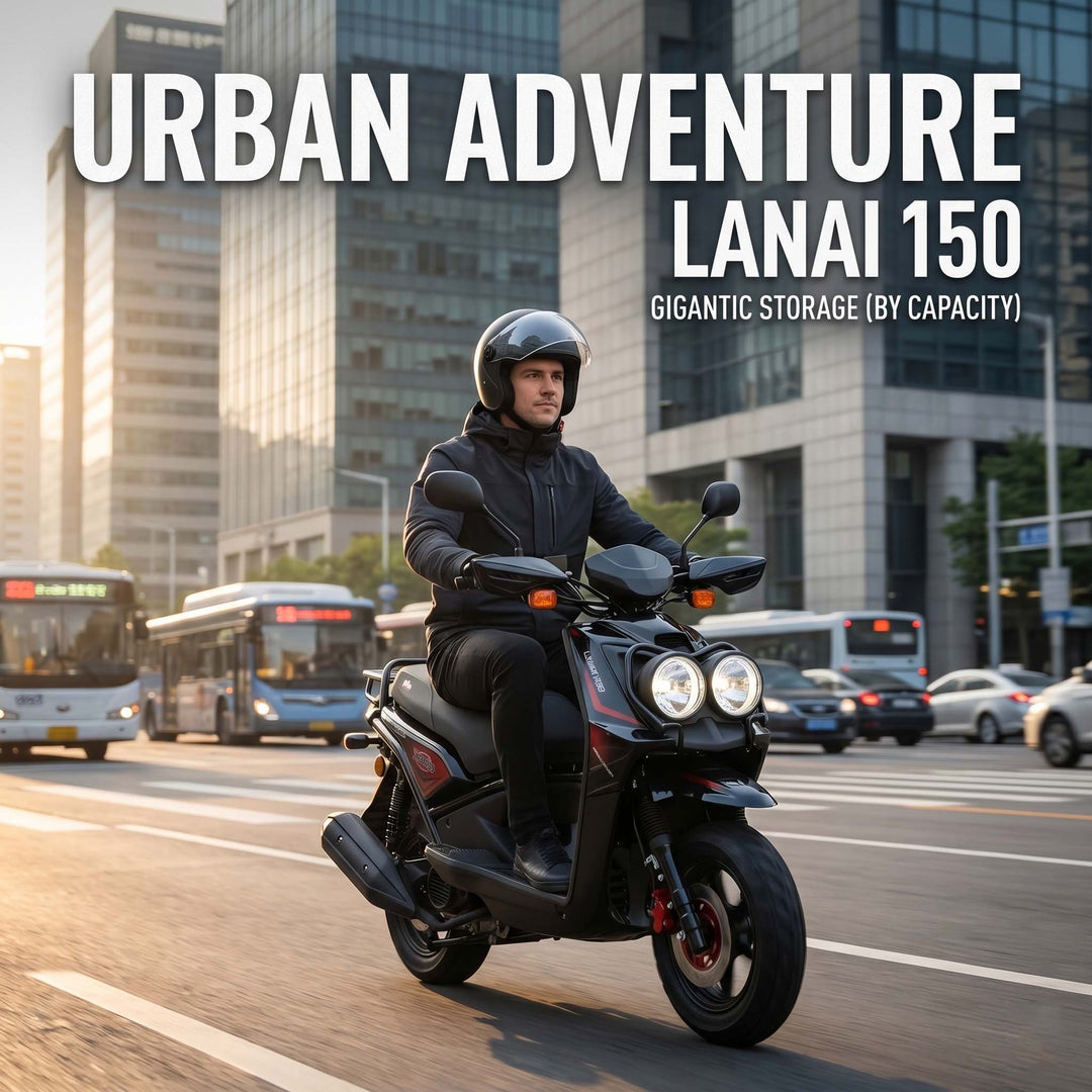 Free Shipping! X-PRO Lanai 150cc Moped Scooter with 12" Aluminum Wheels, Electric/Kick Start, Dual Headlights and Tail Lights!