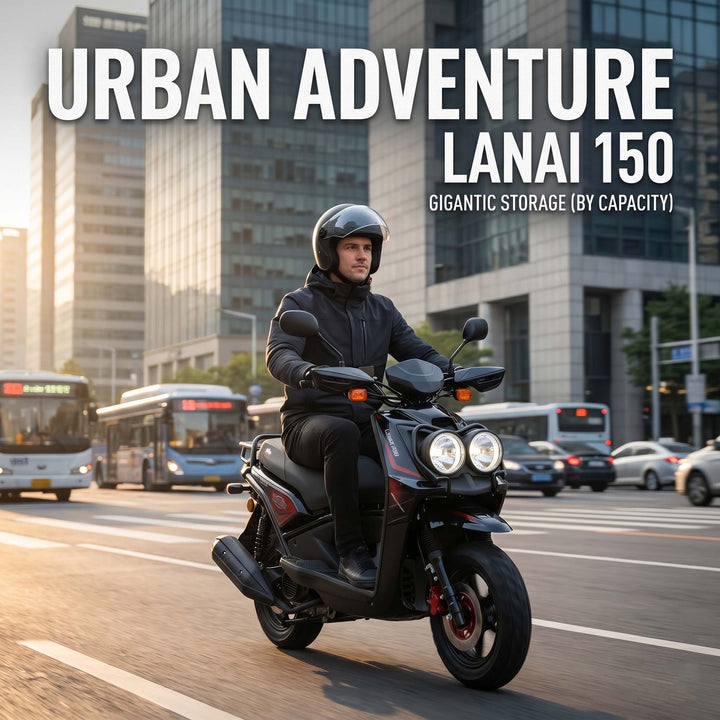 Free Shipping! X-PRO Lanai 150cc Moped Scooter with 12" Aluminum Wheels, Electric/Kick Start, Dual Headlights and Tail Lights!