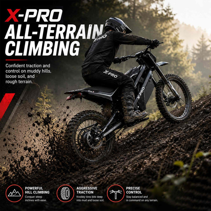 Free Shipping! X-PRO Drax X 4600W Electric Dirt Bike for Adults &amp; Teens - Powerful Brushless Motor,19"/17" Off-Road Tires, Dual Braking &amp;Suspension,LED Headlight,Heavy Duty Electric Dirt Bike for All Terrain