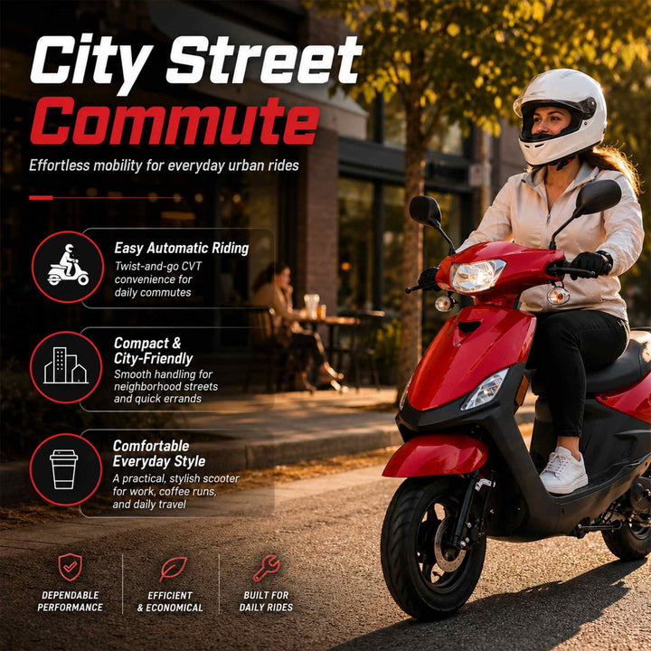 Free Shipping! X-PRO Bora 50cc Moped Scooter with 10" Aluminum Wheels, Electric/Kick Start!