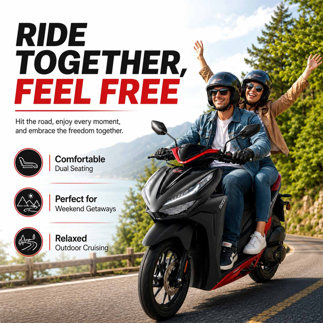 Free Shipping! X-PRO Capri 150cc Moped Scooter with 14in Aluminum Wheels, Electric/Kick Start! Large LED Lights!
