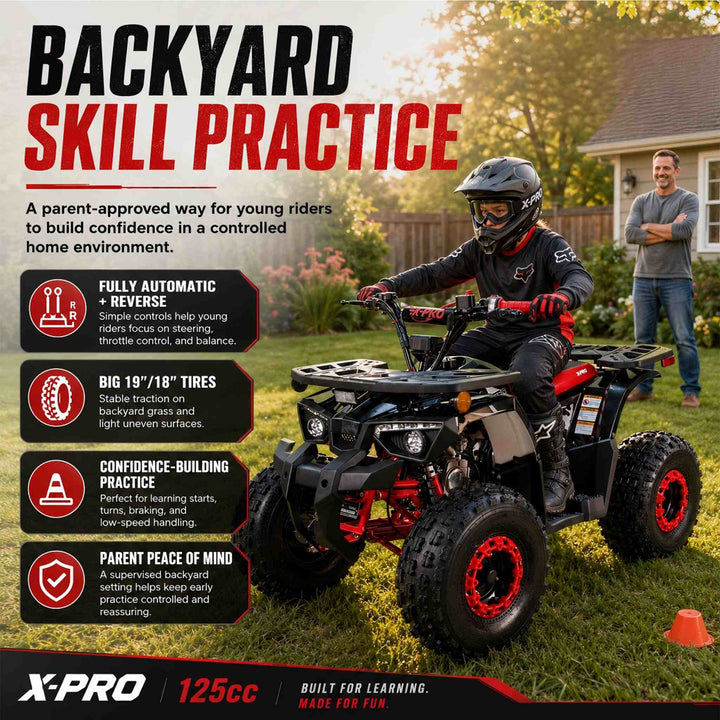 Free Shipping! X-PRO Orca 125cc ATV with Automatic Transmission w/Reverse, LED Headlights, Electric Start, Big 19"/18" Tires!
