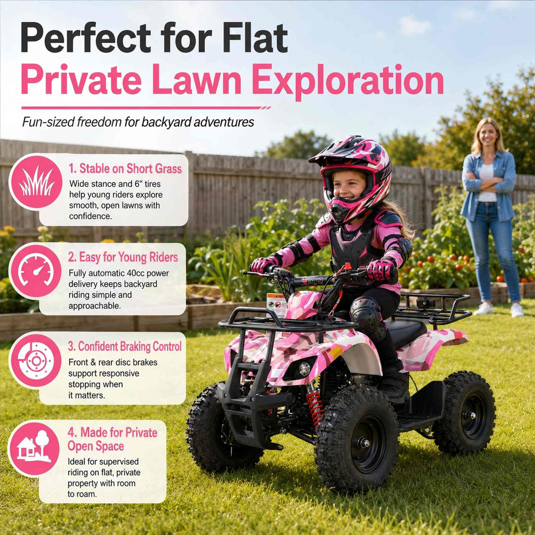 Free Shipping! X-PRO SCOUT 40cc ATV with Chain Transmission, Pull start! Disc Brake! 6in Tires!