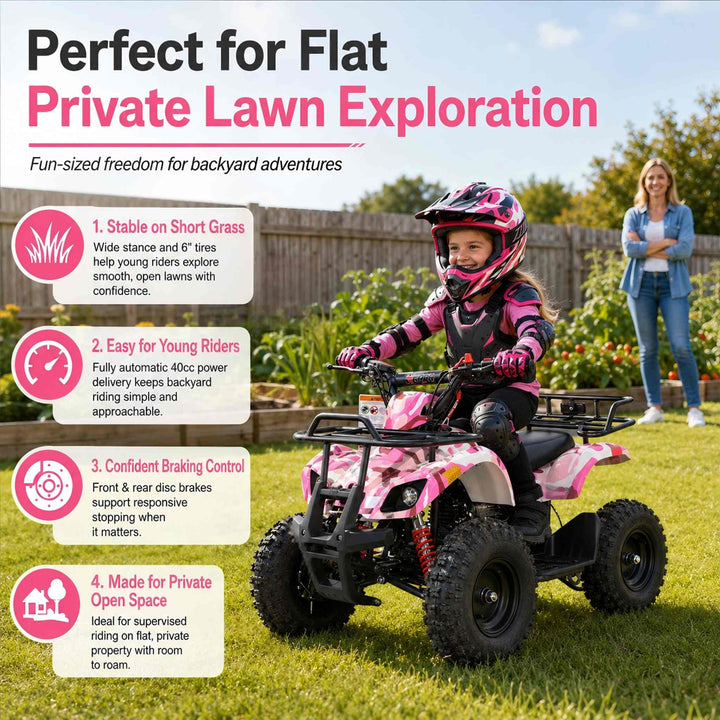 Free Shipping! X-PRO SCOUT 40cc ATV with Chain Transmission, Pull start! Disc Brake! 6in Tires!