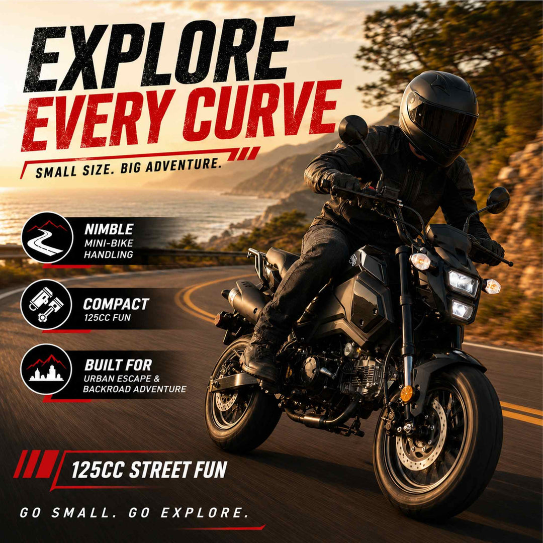 Free shipping! X-PRO 125cc Vader Motorcycle with Manual Transmission, Electric Start! Dual Headlights! Big 12in Wheels!