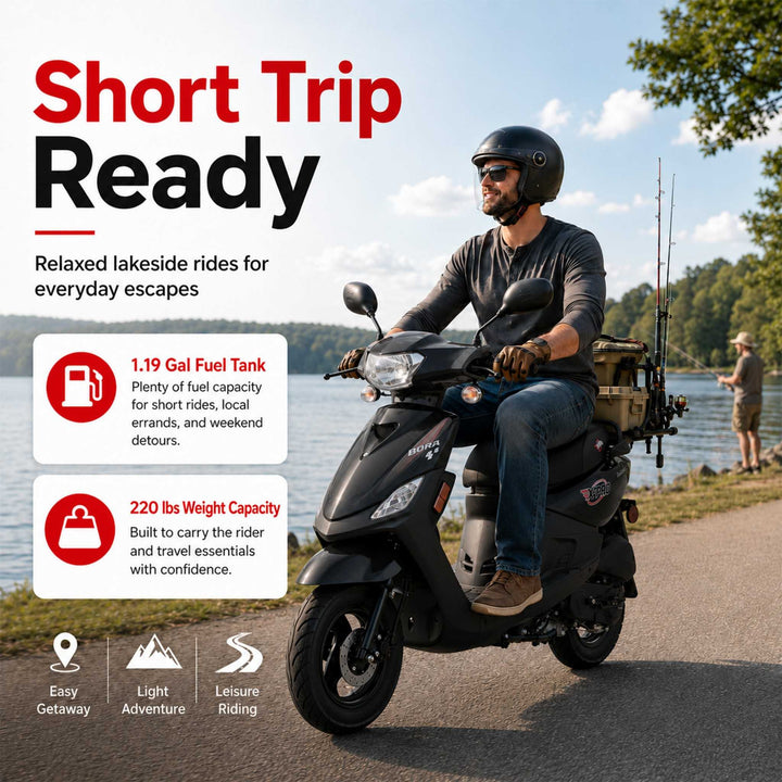 Free Shipping! X-PRO Bora 50cc Moped Scooter with 10" Aluminum Wheels, Electric/Kick Start!