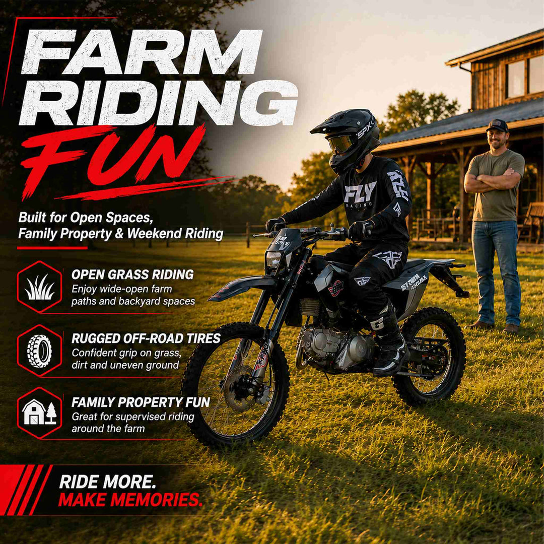 Free Shipping! X-PRO Storm DLX 150 Dirt Bike with All Lights, 4-Speed Manual Transmission, Electric/Kick Start, Big 19in/16in Tires!