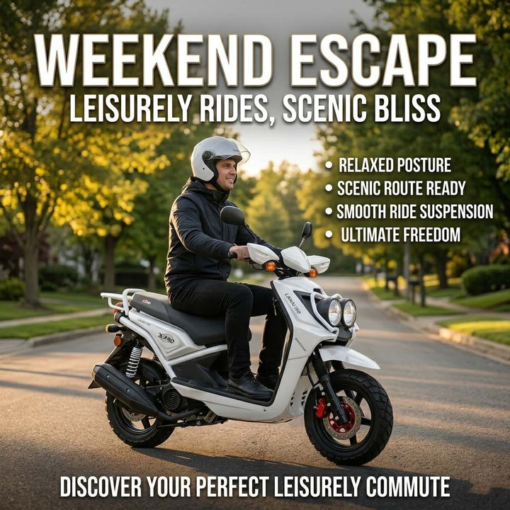 Free Shipping! X-PRO Lanai 150cc Moped Scooter with 12" Aluminum Wheels, Electric/Kick Start, Dual Headlights and Tail Lights!