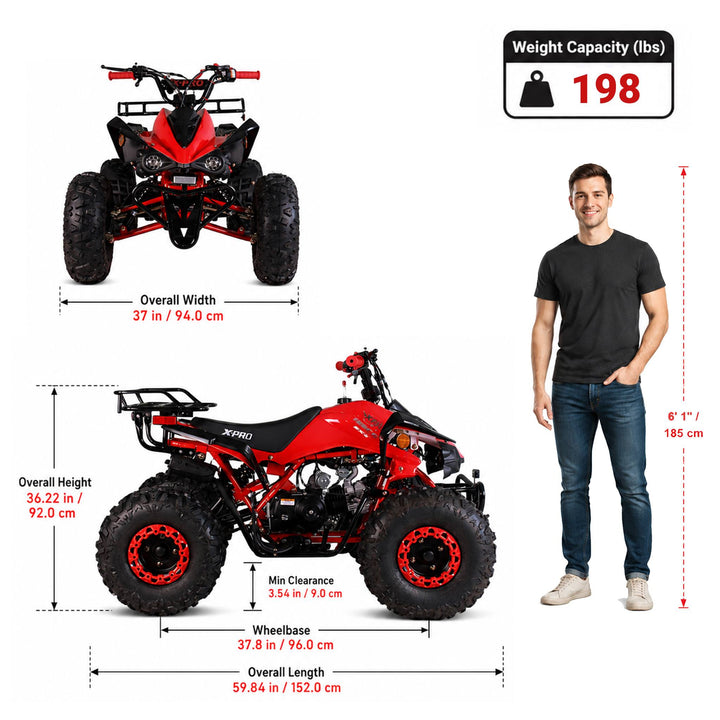 Free shipping! X-PRO Blast 125cc ATV with Automatic Transmission w/Reverse, LED Headlights, Big 19in/18in Tires!
