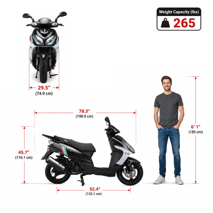 Free Shipping! X-PRO Fiji 200 Moped Scooter with 13" Aluminum Wheels! Electric/Kick Start!