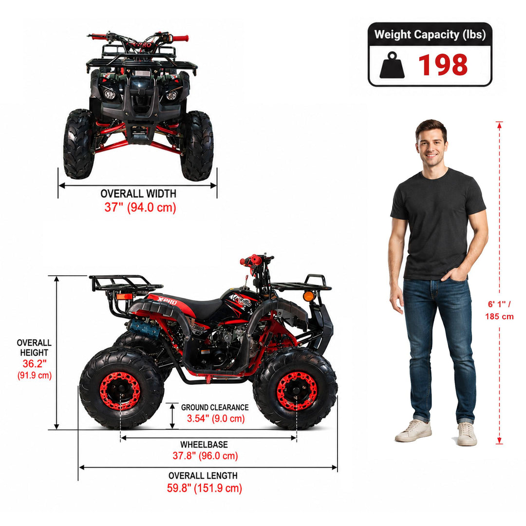 Free shipping! X-PRO Hawk 125cc ATV with Automatic Transmission w/Reverse,  LED Headlights, Remote Control! Big 19in/18inTires!