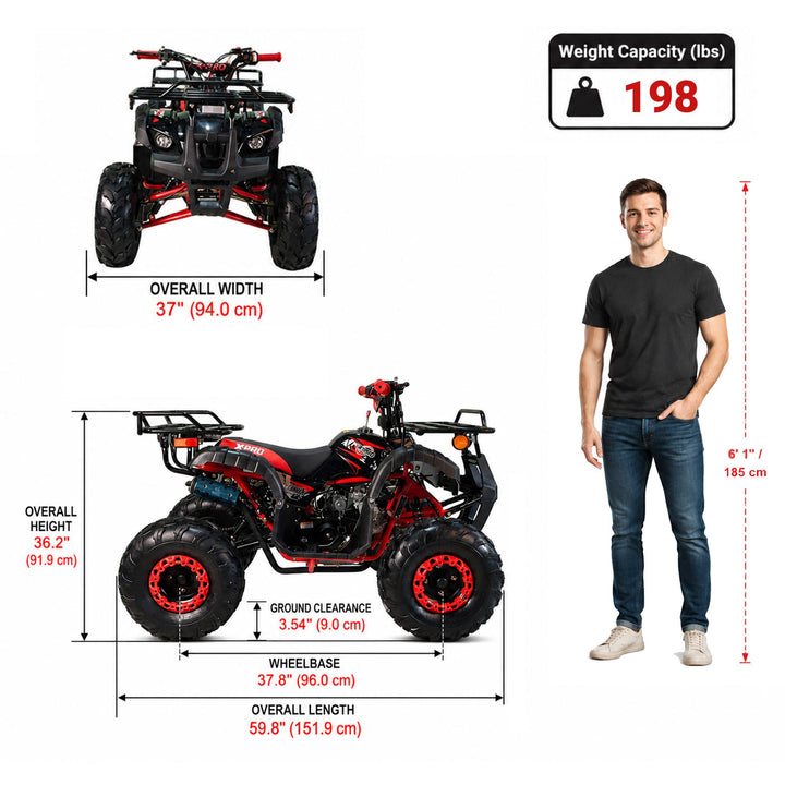 Free shipping! X-PRO Hawk 125cc ATV with Automatic Transmission w/Reverse,  LED Headlights, Remote Control! Big 19in/18inTires!