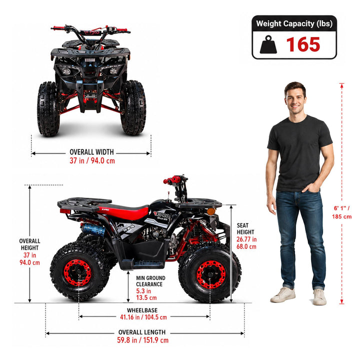 Free Shipping! X-PRO Orca 125cc ATV with Automatic Transmission w/Reverse, LED Headlights, Electric Start, Big 19"/18" Tires!