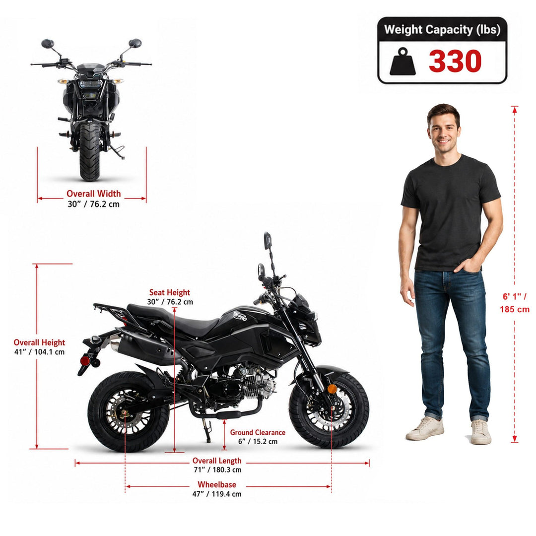 Free shipping! X-PRO 125cc Vader Motorcycle with Manual Transmission, Electric Start! Dual Headlights! Big 12in Wheels!