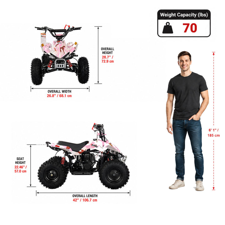 Free Shipping! X-PRO Thunder 40cc ATV with Chain Transmission, Pull start! Disc Brake! 6in Tires!