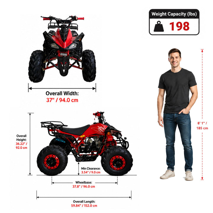 Free Shipping! X-PRO Leopard 125cc ATV with Automatic Transmission w/Reverse, Remote Control! Big 19in/18inTires!