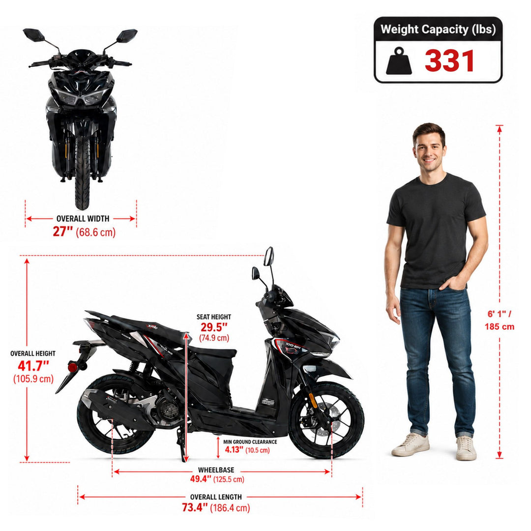 Free Shipping! X-PRO Tinian 200 EFI Electronic Fuel Injection Scooter with CVT Transmission, 14" Alloy Wheels, LED Headlights!