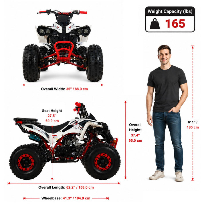 Free Shipping! X-PRO Storm 125cc ATV with Automatic Transmission w/Reverse, LED Headlights, Electric Start, Big 19in/18in Tires!