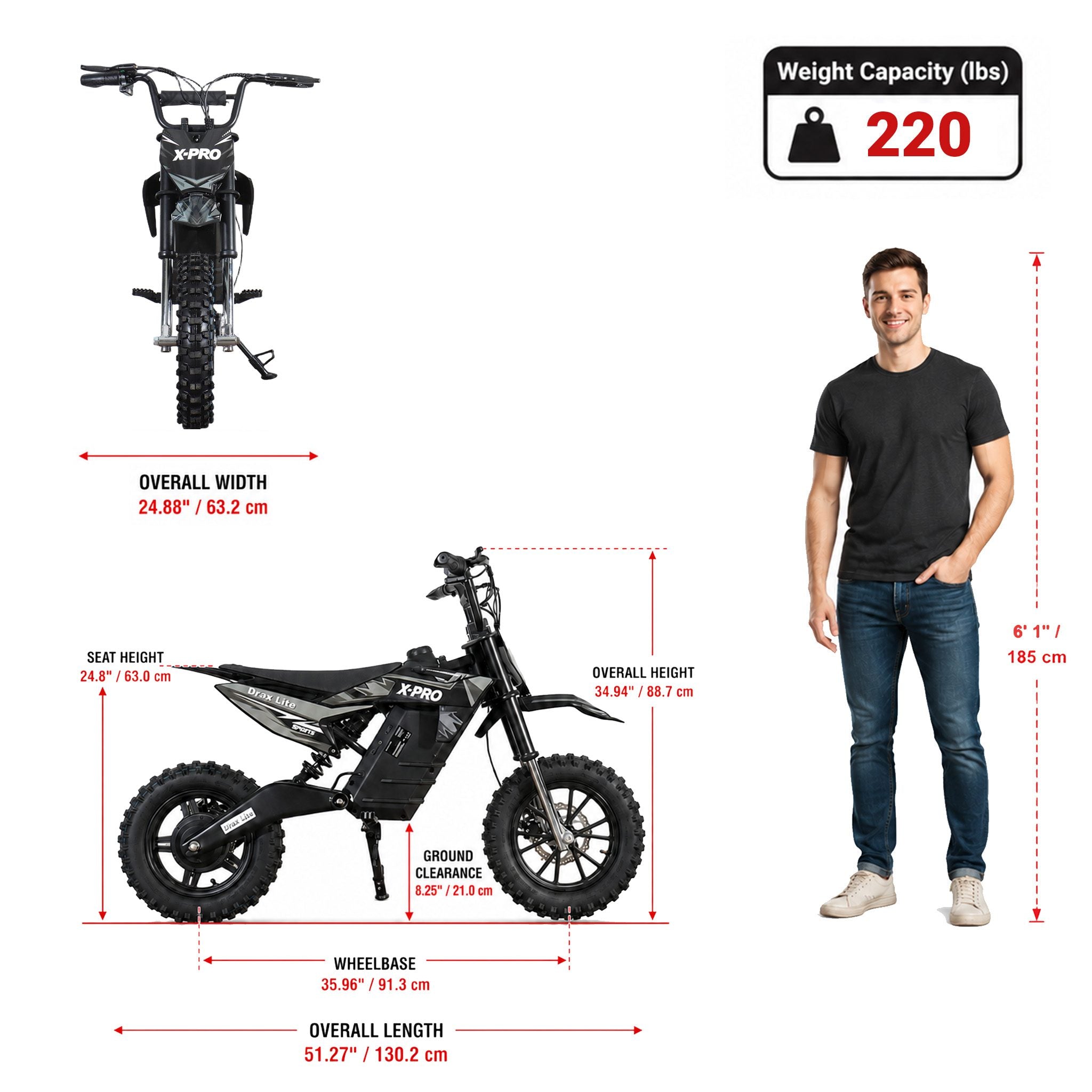 X-PRO Drax Lite Kids Electric Dirt Bike — 1200W | 3 Speed Modes