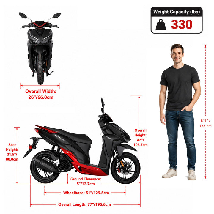 Free Shipping! X-PRO Capri 150cc Moped Scooter with 14in Aluminum Wheels, Electric/Kick Start! Large LED Lights!