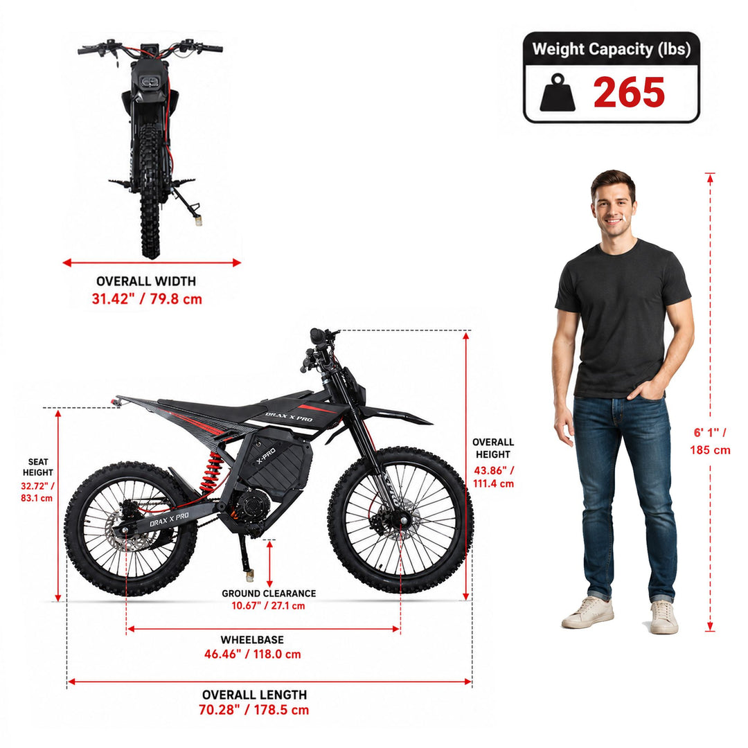 Free Shipping! X-PRO DRAX X PRO 6600W 72V/30AH Teens Adults Electric Dirt Bike with Front LED Light! 19"/17" Wheels!