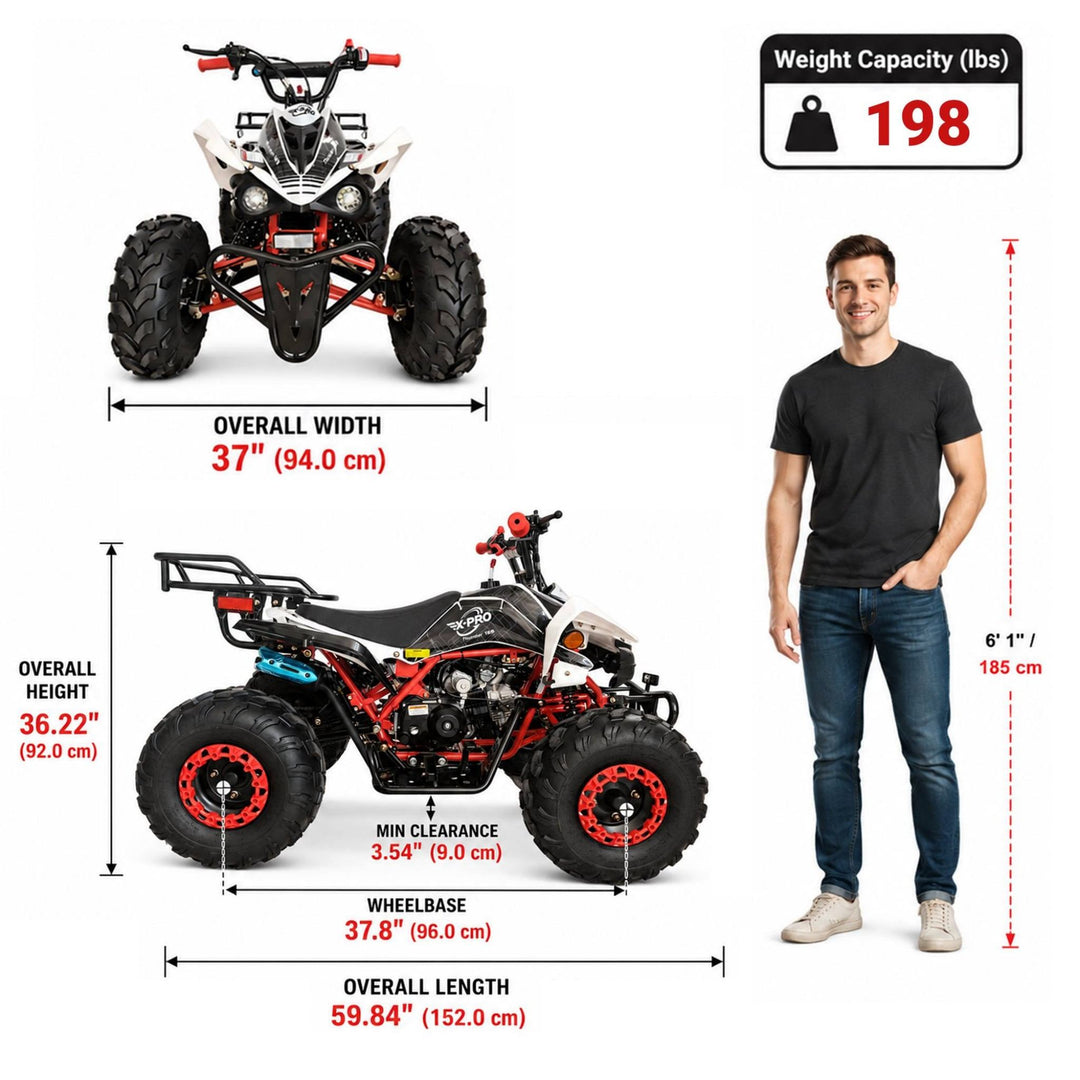 Free shipping! X-PRO Thunder 125cc ATV with Automatic Transmission w/Reverse, LED Headlights, Big 19in/18in Tires!