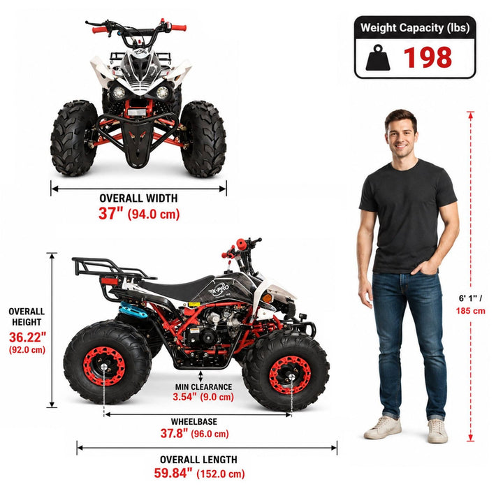 Free shipping! X-PRO Thunder 125cc ATV with Automatic Transmission w/Reverse, LED Headlights, Big 19in/18in Tires!