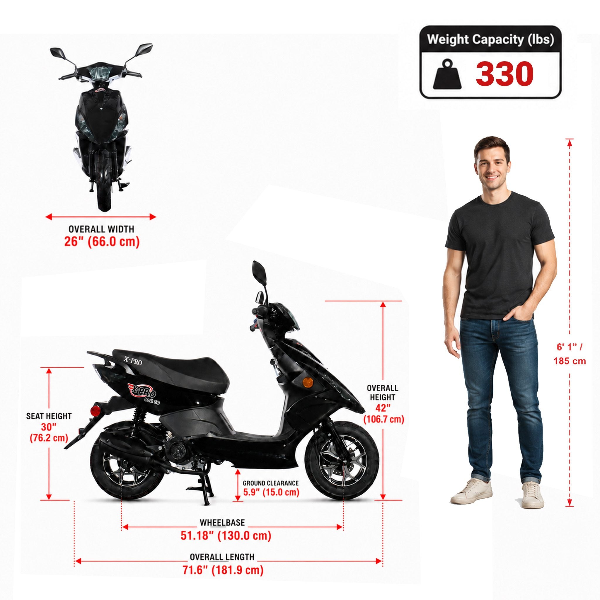 Free Shipping! X-PRO Bali 50 50cc Gas Moped – EPA, CARB & DOT